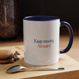Two Cats Coffee Mug, Keep Moving Forward Quote Cup, Navy Accent Mug, Motivational Cat Lover Gift, 11oz — 11oz / Navy — context-1