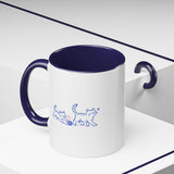 Two Cats Coffee Mug, Keep Moving Forward Quote Cup, Navy Accent Mug, Motivational Cat Lover Gift, 11oz — 11oz / Navy — context-2