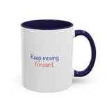 Two Cats Coffee Mug, Keep Moving Forward Quote Cup, Navy Accent Mug, Motivational Cat Lover Gift, 11oz — 11oz / Navy — right