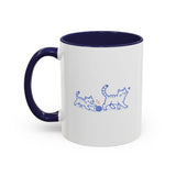 Two Cats Coffee Mug, Keep Moving Forward Quote Cup, Navy Accent Mug, Motivational Cat Lover Gift, 11oz — 11oz / Navy — left