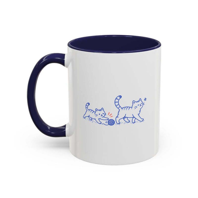 Two Cats Coffee Mug, Keep Moving Forward Quote Cup, Navy Accent Mug, Motivational Cat Lover Gift, 11oz — 11oz / Navy — left
