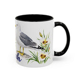 Utah State Bird and Flower Mug, Watercolor Botanical Coffee Cup, Nature Lover Gift, 11oz 15oz Accent Mug — 11oz / Black — right