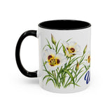Utah State Bird and Flower Mug, Watercolor Botanical Coffee Cup, Nature Lover Gift, 11oz 15oz Accent Mug — 11oz / Black — left
