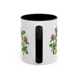 Vermont State Bird and Flower Mug, Watercolor Botanical Coffee Cup, Nature Lover Gift, 11oz 15oz Accent Mug — 11oz / Black — back