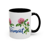 Vermont State Bird and Flower Mug, Watercolor Botanical Coffee Cup, Nature Lover Gift, 11oz 15oz Accent Mug — 11oz / Black — right