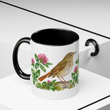 Vermont State Bird and Flower Mug, Watercolor Botanical Coffee Cup, Nature Lover Gift, 11oz 15oz Accent Mug — 11oz / Black — context-2