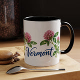 Vermont State Bird and Flower Mug, Watercolor Botanical Coffee Cup, Nature Lover Gift, 11oz 15oz Accent Mug — 11oz / Black — context-1