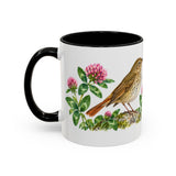Vermont State Bird and Flower Mug, Watercolor Botanical Coffee Cup, Nature Lover Gift, 11oz 15oz Accent Mug — 11oz / Black — left