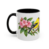 Washington State Bird and Flower Mug, Watercolor Botanical Coffee Cup, Nature Lover Gift, 11oz 15oz Accent Mug — 11oz / Black — left