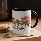 Washington State Bird and Flower Mug, Watercolor Botanical Coffee Cup, Nature Lover Gift, 11oz 15oz Accent Mug — 11oz / Black — context-1