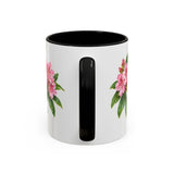 Washington State Bird and Flower Mug, Watercolor Botanical Coffee Cup, Nature Lover Gift, 11oz 15oz Accent Mug — 11oz / Black — back