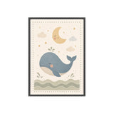 Whale Moonlight Framed Nursery Poster, Storybook Kids Room Wall Art, A4 A3 Size — 6ad8674db36293f29b03794c_96250_80279_front
