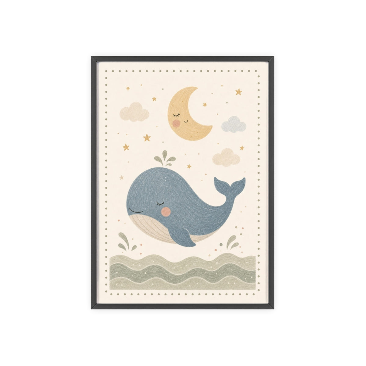 Whale Moonlight Framed Nursery Poster, Storybook Kids Room Wall Art, A4 A3 Size — 6ad8674db36293f29b03794c_96250_80279_front
