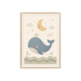 Whale Moonlight Framed Nursery Poster, Storybook Kids Room Wall Art, A4 A3 Size — 6ad8674db36293f29b03794c_96252_80283_front