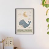Whale Moonlight Framed Nursery Poster, Storybook Kids Room Wall Art, A4 A3 Size — 6ad8674db36293f29b03794c_96250_81024_context-2