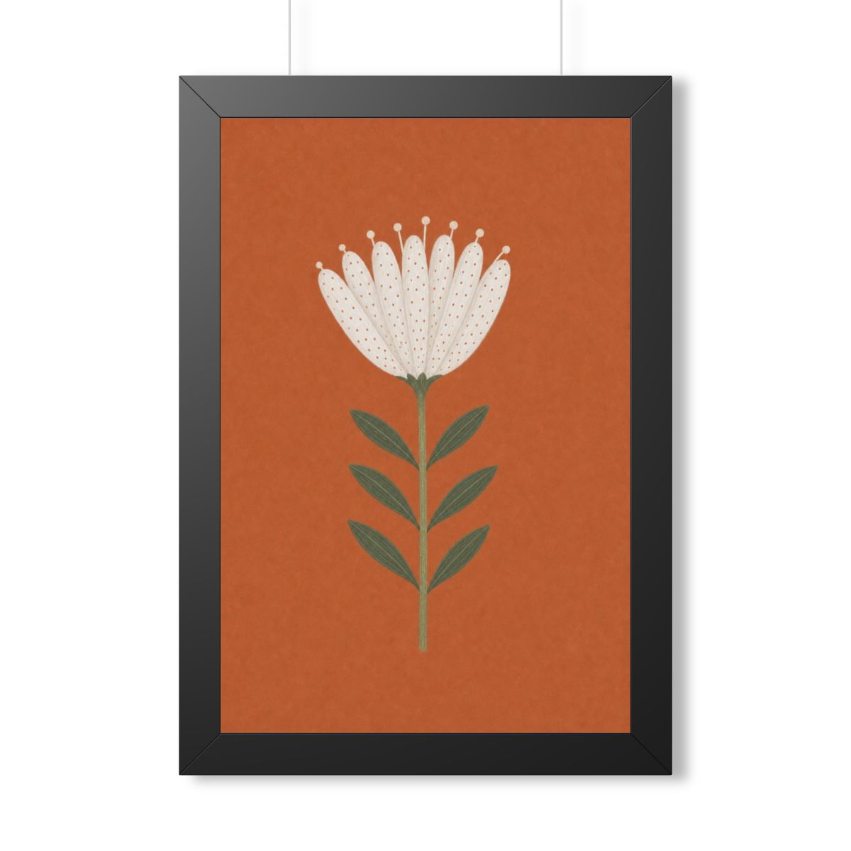 White Flower Rust Framed Nursery Wall Art, Storybook Kids Room Decor, 16x24 20x30 Poster — Front view — Photo 1
