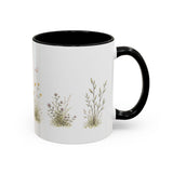 White Lamb Accent Mug | Watercolor Nature Coffee Cup | 11oz 15oz Farm Animal Gift — 11oz / Black — right