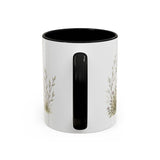 White Lamb Accent Mug | Watercolor Nature Coffee Cup | 11oz 15oz Farm Animal Gift — 11oz / Black — back