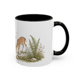White-Tailed Fawn Accent Mug | Watercolor Nature Coffee Cup | 11oz 15oz Woodland Animal Gift — 11oz / Black — right