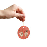 Winter Mittens Ceramic Ornament, Double Sided Round Christmas Decoration, Holiday Keepsake Gift — Product view — Photo 9
