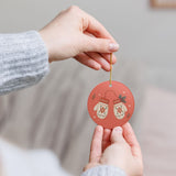 Winter Mittens Ceramic Ornament, Double Sided Round Christmas Decoration, Holiday Keepsake Gift — Product view — Photo 10