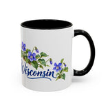 Wisconsin State Bird and Flower Mug, Watercolor Botanical Coffee Cup, Nature Lover Gift, 11oz 15oz Accent Mug — 11oz / Black — right