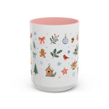 Woodland Christmas Mug — Deer Bird Watercolor Holiday Gift — Accent Cup 11oz 15oz — Front view — Photo 7