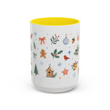 Woodland Christmas Mug — Deer Bird Watercolor Holiday Gift — Accent Cup 11oz 15oz — Front view — Photo 14