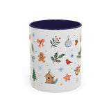 Woodland Christmas Mug — Deer Bird Watercolor Holiday Gift — Accent Cup 11oz 15oz — Front view — Photo 2