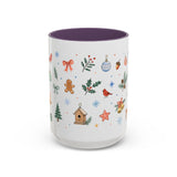 Woodland Christmas Mug — Deer Bird Watercolor Holiday Gift — Accent Cup 11oz 15oz — Front view — Photo 17
