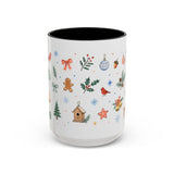 Woodland Christmas Mug — Deer Bird Watercolor Holiday Gift — Accent Cup 11oz 15oz — Front view — Photo 5