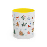 Woodland Christmas Mug — Deer Bird Watercolor Holiday Gift — Accent Cup 11oz 15oz — Front view — Photo 12