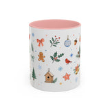 Woodland Christmas Mug — Deer Bird Watercolor Holiday Gift — Accent Cup 11oz 15oz — Front view — Photo 3