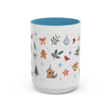 Woodland Christmas Mug — Deer Bird Watercolor Holiday Gift — Accent Cup 11oz 15oz — Front view — Photo 10