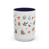 Woodland Christmas Mug — Deer Bird Watercolor Holiday Gift — Accent Cup 11oz 15oz — Front view — Photo 6
