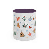 Woodland Christmas Mug — Deer Bird Watercolor Holiday Gift — Accent Cup 11oz 15oz — Front view — Photo 16