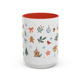 Woodland Christmas Mug — Deer Bird Watercolor Holiday Gift — Accent Cup 11oz 15oz — Front view — Photo 8