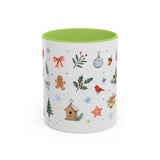 Woodland Christmas Mug — Deer Bird Watercolor Holiday Gift — Accent Cup 11oz 15oz — Front view — Photo 15