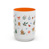 Woodland Christmas Mug — Deer Bird Watercolor Holiday Gift — Accent Cup 11oz 15oz — Front view — Photo 13