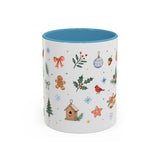 Woodland Christmas Mug — Deer Bird Watercolor Holiday Gift — Accent Cup 11oz 15oz — Front view — Photo 9