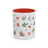 Woodland Christmas Mug — Deer Bird Watercolor Holiday Gift — Accent Cup 11oz 15oz — Front view — Photo 4