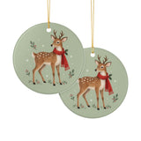 Woodland Reindeer Ceramic Ornament, Double Sided Round Christmas Decoration, Holiday Keepsake Gift — Product view — Photo 6