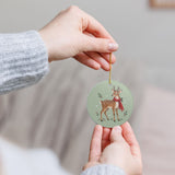Woodland Reindeer Ceramic Ornament, Double Sided Round Christmas Decoration, Holiday Keepsake Gift — Product view — Photo 10