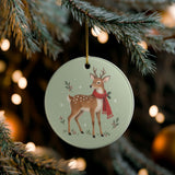 Woodland Reindeer Ceramic Ornament, Double Sided Round Christmas Decoration, Holiday Keepsake Gift — Lifestyle view — Photo 7