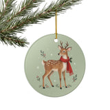 Woodland Reindeer Ceramic Ornament, Double Sided Round Christmas Decoration, Holiday Keepsake Gift — Product view — Photo 8