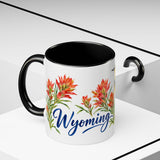 Wyoming State Bird and Flower Mug, Watercolor Botanical Coffee Cup, Nature Lover Gift, 11oz 15oz Accent Mug — 11oz / Black — context-2