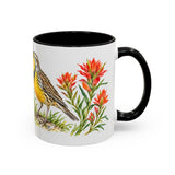 Wyoming State Bird and Flower Mug, Watercolor Botanical Coffee Cup, Nature Lover Gift, 11oz 15oz Accent Mug — 11oz / Black — right