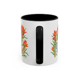Wyoming State Bird and Flower Mug, Watercolor Botanical Coffee Cup, Nature Lover Gift, 11oz 15oz Accent Mug — 11oz / Black — back