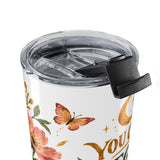 You Can Begin Again 20oz Tumbler, Botanical Inspirational Quote Gift, Insulated Stainless Steel Travel Cup — Product view — Photo 6