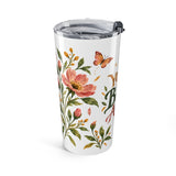 You Can Begin Again 20oz Tumbler, Botanical Inspirational Quote Gift, Insulated Stainless Steel Travel Cup — Left view — Photo 3